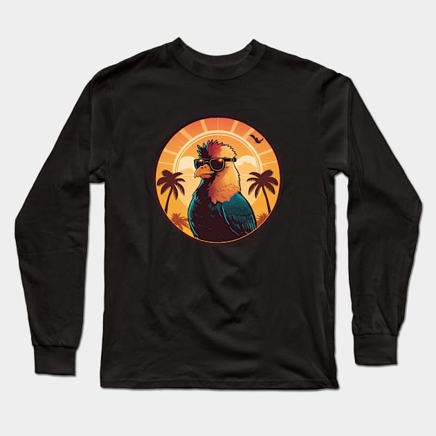 Chicken in a sunset Long Sleeve T-Shirt by JayD World